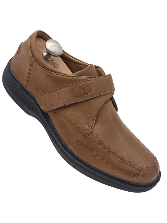 NEW Dr. Comfort Brown Leather Men 9.5W Therapeutic Dress Shoe Lightweight Loafer